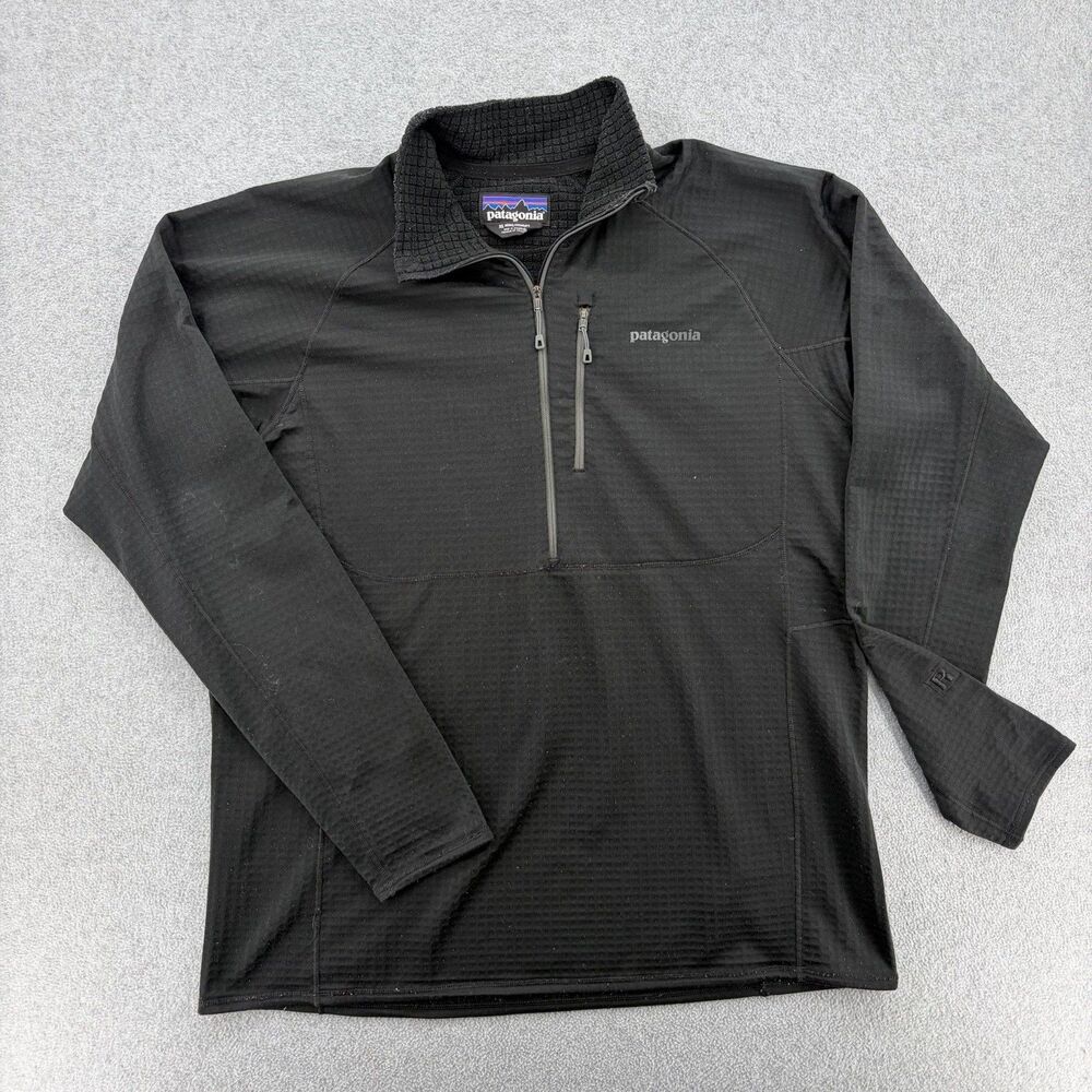 Patagonia R1 Regulator Pullover Men's XL Black Polartec Power Dry 1/4 Zip Fleece